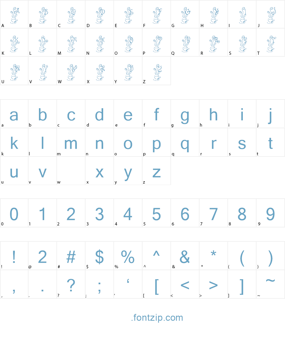 KR Magic Tea Font Character